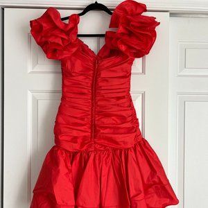 Vintage 80s Alyce Red Sequin Tiered Cocktail Dress - Size S